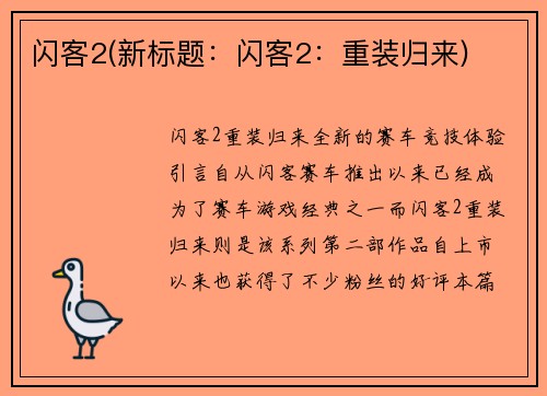 闪客2(新标题：闪客2：重装归来)